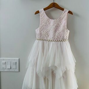 Elegant Pink and Cream Kids Dress
